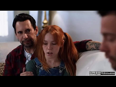 Social worker knows whats going on between stepdad and stepdaughter.He wants a piece and the small tits redhead is anal fucked while sucking stepdaddy