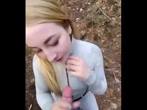 Sexy Blonde Russian Woman Sucks Cock and Fucks in The Woods