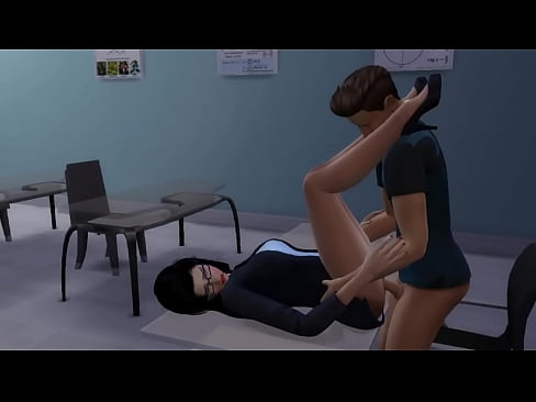 Sneaky student blackmails his hot young teacher, when she masturbated her pussy at work (Sims-4)