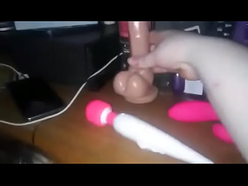 Showing off my toy collection~ (Wolf tail buttplug, vibrators, glass dildos, etc)