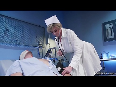 Huge tits blonde Milf nurse Dee Williams dominates strapped male patient Jonah Marx in bed then gives him face sitting and anal fucks him with strapon