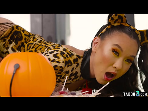 Small titted asian slut gets a huge sperm load on Halloween