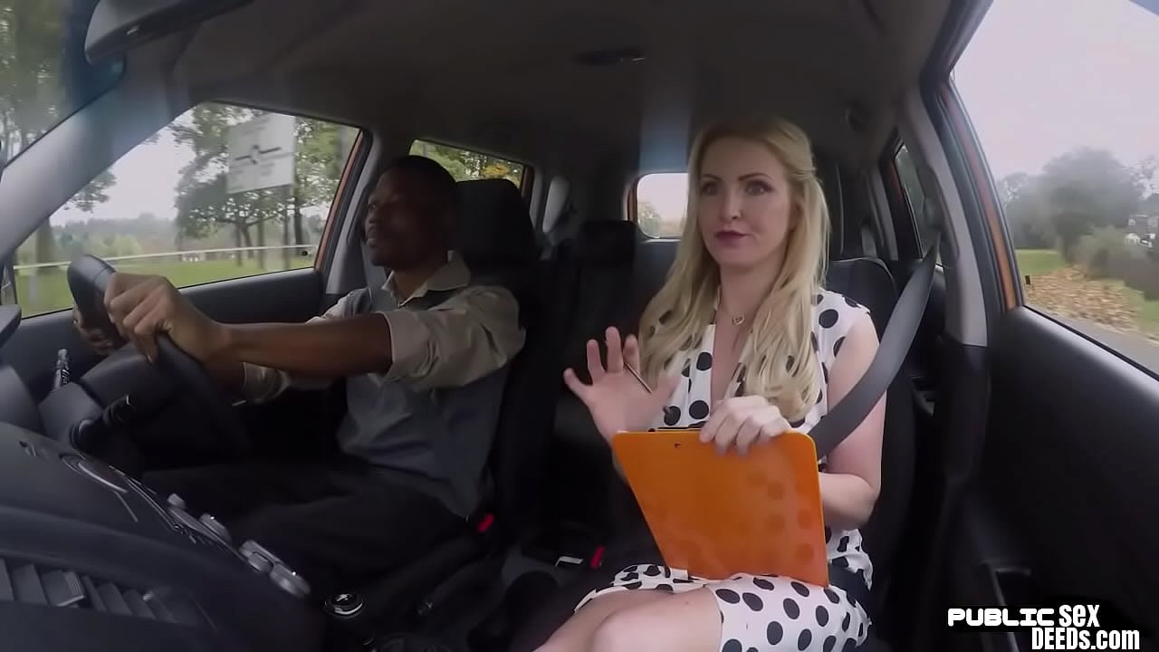 Big tit teacher fucked in interracial car couple