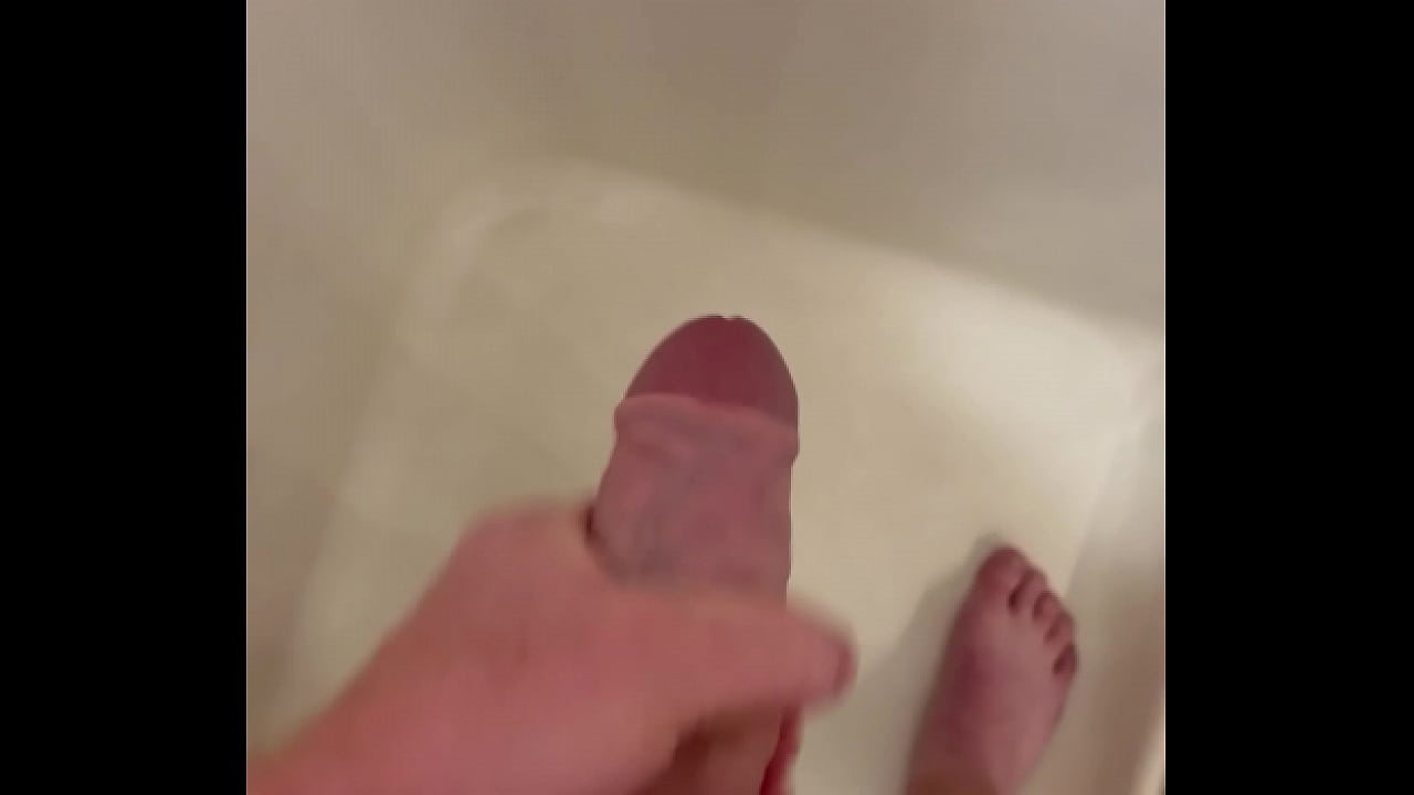 Rubbing my cock in the shower listening to my girl and her friend close by..