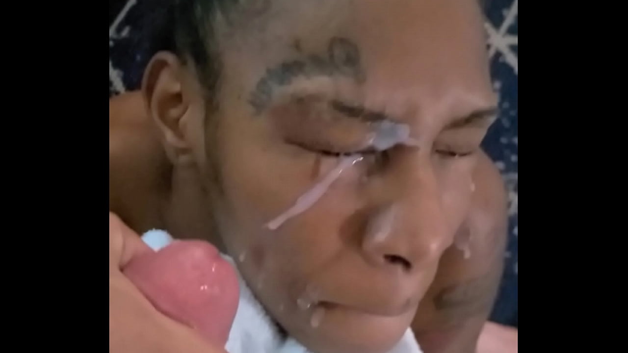 Black teen gets cum in her eye